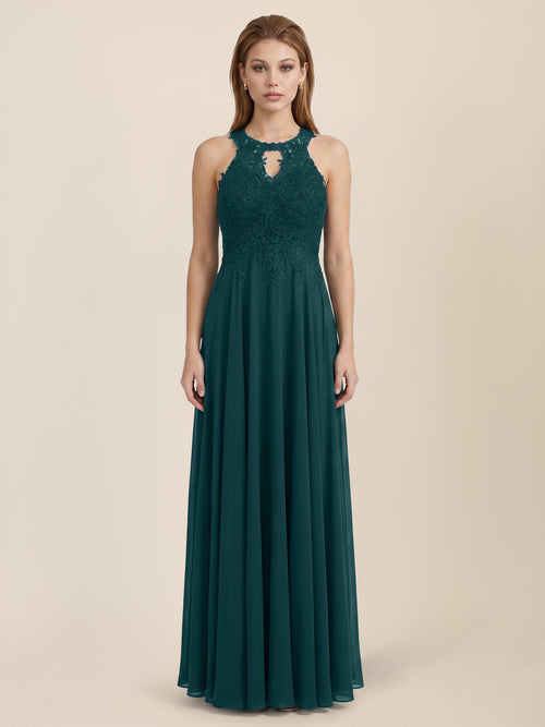 Brautkleid mit floraler Spitze und Chiffon | emerald image 1