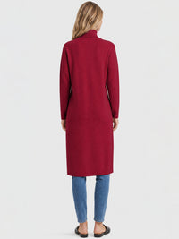 Langer Strickpullover mit langem Schlitz und Kaschmiranteil | rot