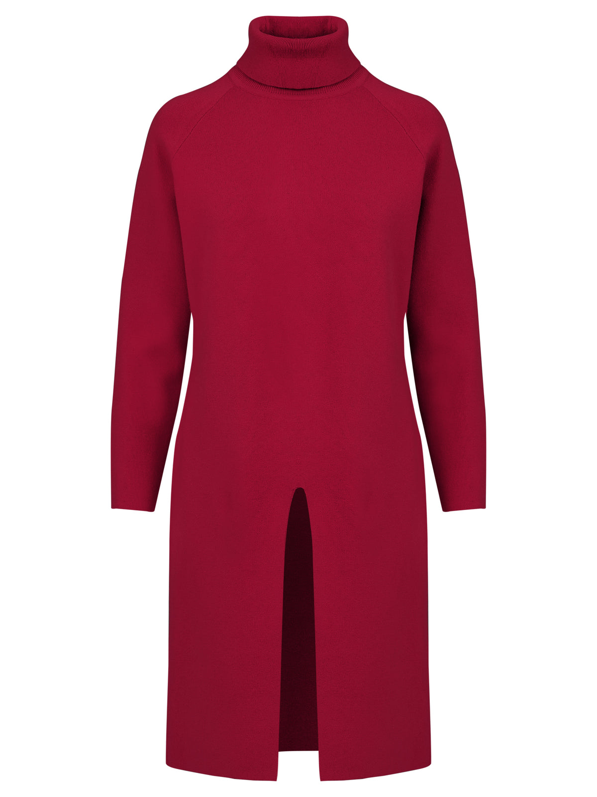 Langer Strickpullover mit langem Schlitz und Kaschmiranteil | rot