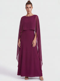 APART Schmales Abendkleid mit Chiffoncape | weinrot