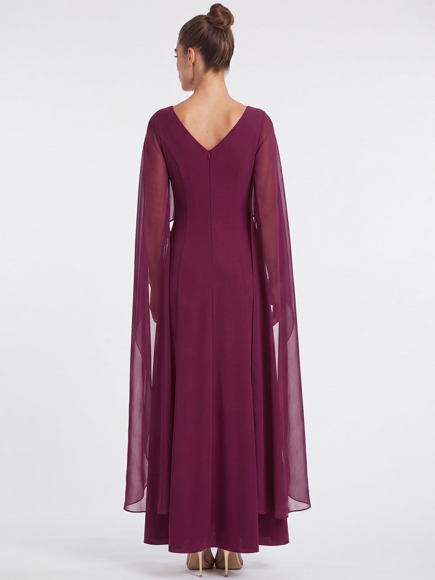 APART Schmales Abendkleid mit Chiffoncape | weinrot