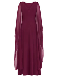 APART Schmales Abendkleid mit Chiffoncape | weinrot