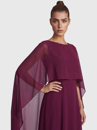 APART Schmales Abendkleid mit Chiffoncape | weinrot