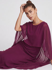 APART Schmales Abendkleid mit Chiffoncape | weinrot