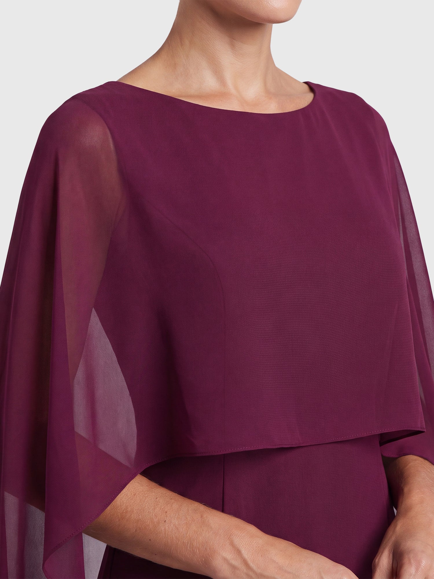 APART Schmales Abendkleid mit Chiffoncape | weinrot