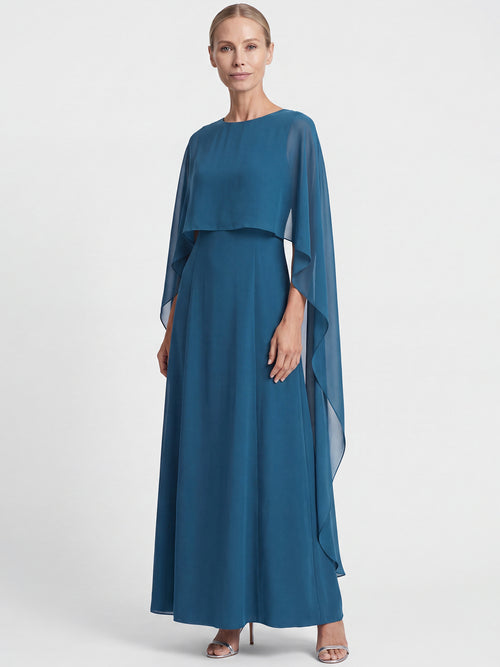 APART Langes Kleid mit Chiffon-Cape | petrol image 1