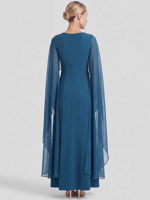 APART Langes Kleid mit Chiffon-Cape | petrol image 1