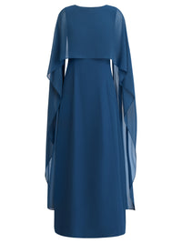 APART Langes Kleid mit Chiffon-Cape | petrol