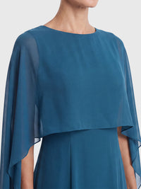 APART Langes Kleid mit Chiffon-Cape | petrol
