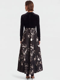 APART Abendkleid aus Samt und Jacquard | schwarz-gold