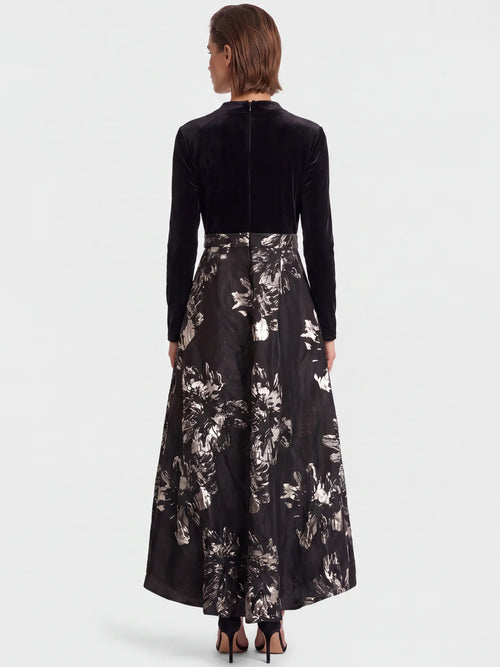 APART Abendkleid aus Samt und Jacquard | schwarz-gold image 1