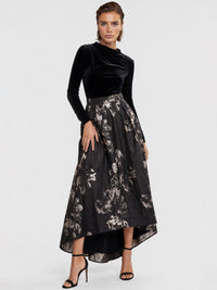 APART Abendkleid aus Samt und Jacquard | schwarz-gold