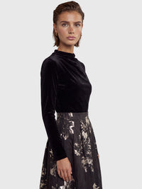 APART Abendkleid aus Samt und Jacquard | schwarz-gold