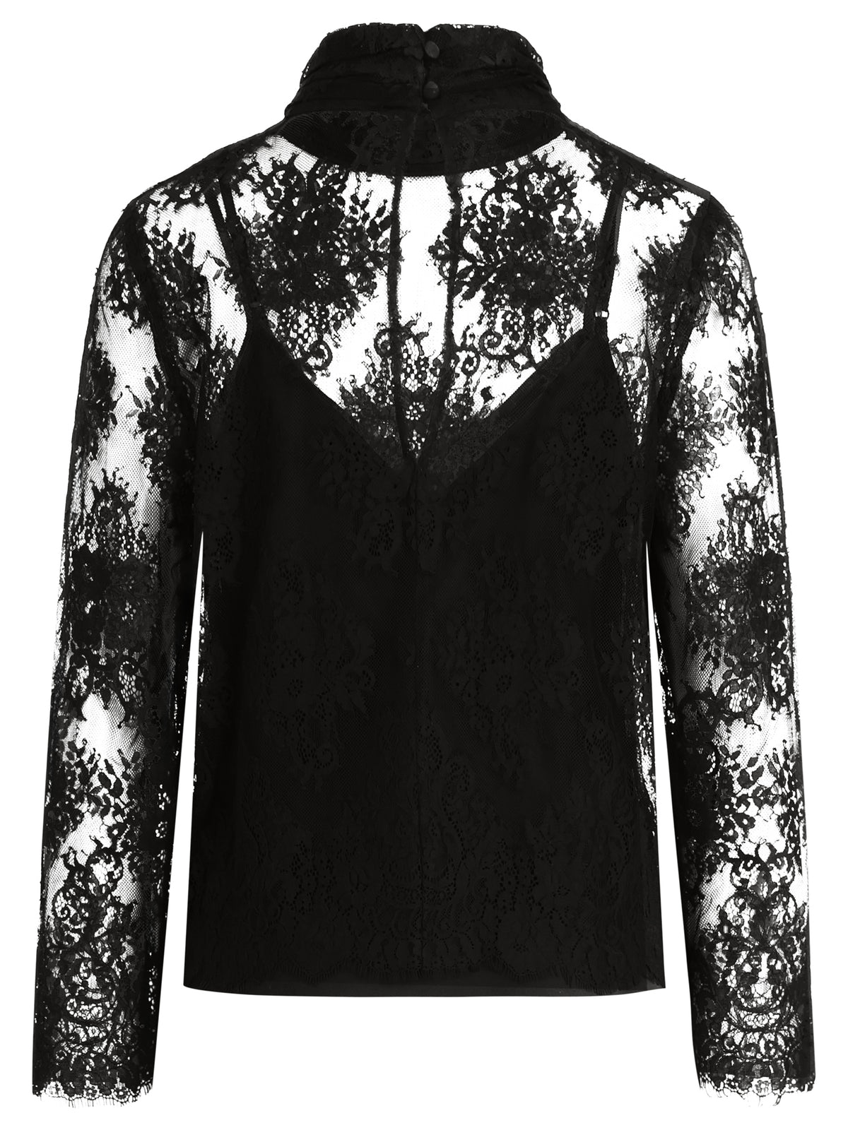 Spitzenshirt mit Satintop | schwarz