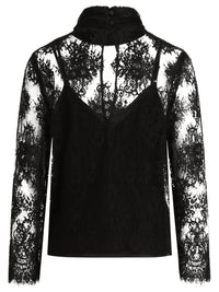 Spitzenshirt mit Satintop | schwarz