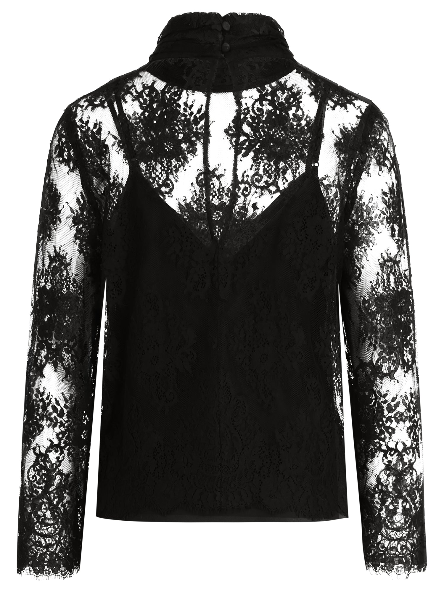 Spitzenshirt mit Satintop | schwarz