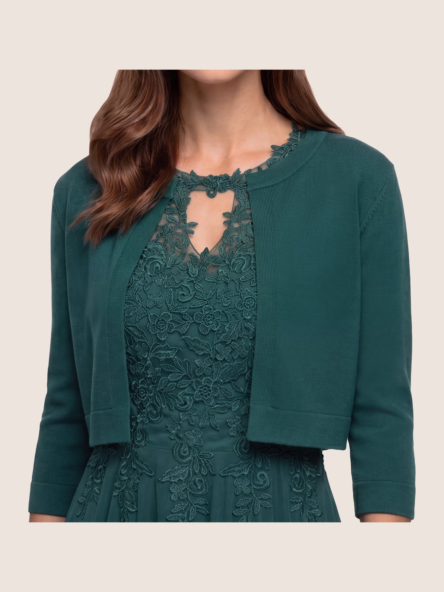 Strickbolero mit 3/4-Ärmeln | emerald