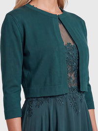 Strickbolero mit 3/4-Ärmeln | emerald