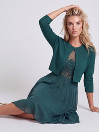 Strickbolero mit 3/4-Ärmeln | emerald
