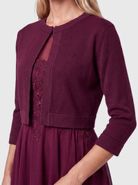 Strickbolero mit 3/4-Ärmeln | weinrot