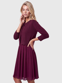 Strickbolero mit 3/4-Ärmeln | weinrot