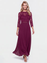 Abendkleid aus Spitze und Chiffon | merlot