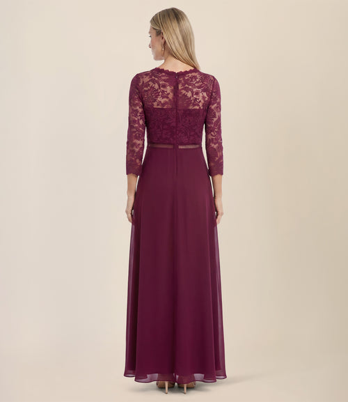 Abendkleid aus Spitze und Chiffon | merlot image 1