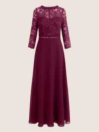 Abendkleid aus Spitze und Chiffon | merlot