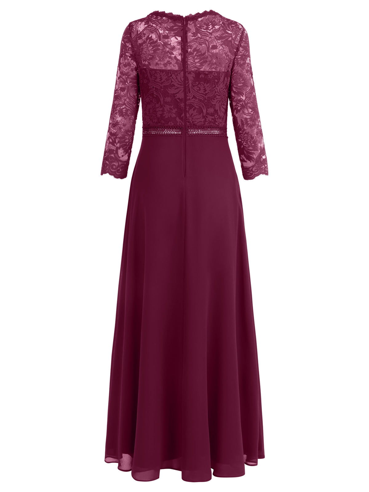 Abendkleid aus Spitze und Chiffon | merlot