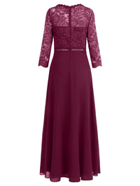 Abendkleid aus Spitze und Chiffon | merlot