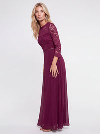 Abendkleid aus Spitze und Chiffon | merlot