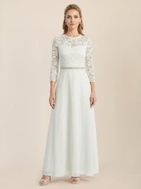 Abendkleid aus Spitze und Chiffon | cream