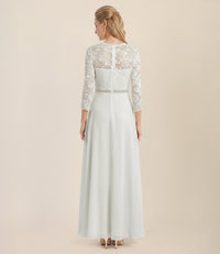 Abendkleid aus Spitze und Chiffon | cream