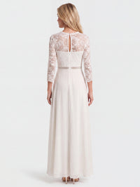 Abendkleid aus Spitze und Chiffon | cream