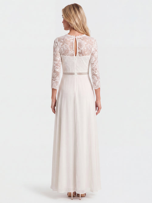 Abendkleid aus Spitze und Chiffon | cream image 1