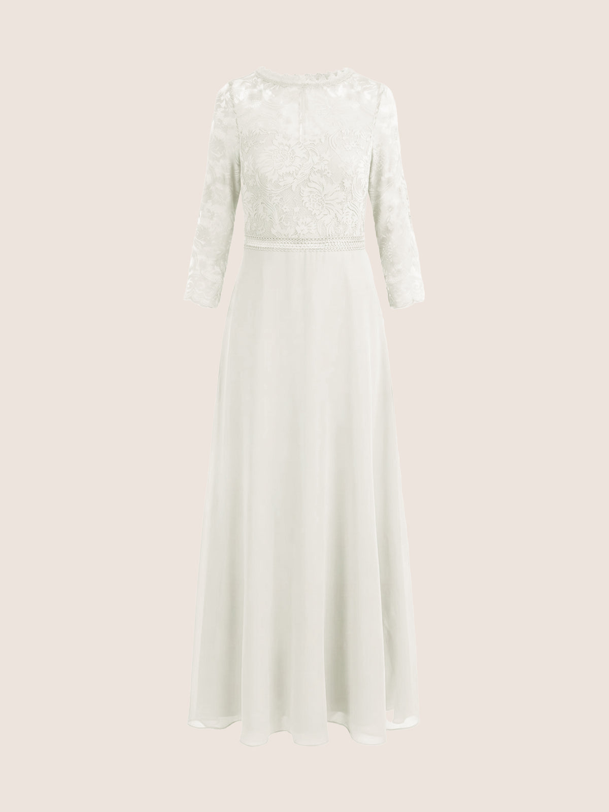 Abendkleid aus Spitze und Chiffon | cream