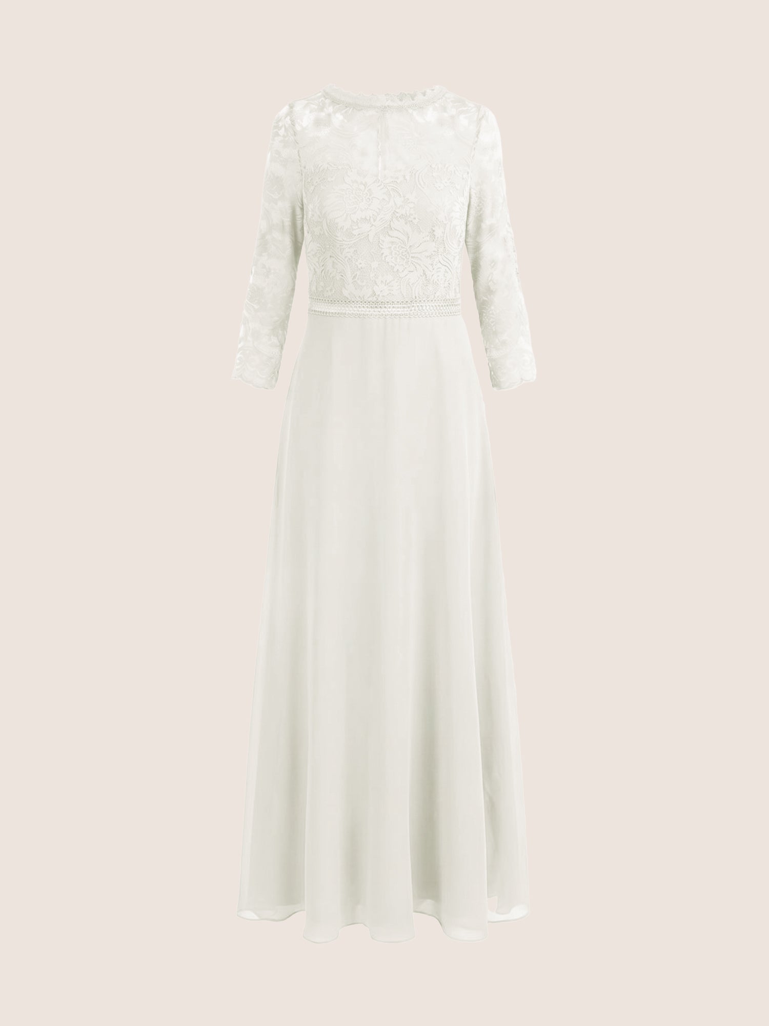 Abendkleid aus Spitze und Chiffon | cream