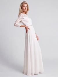 Abendkleid aus Spitze und Chiffon | cream