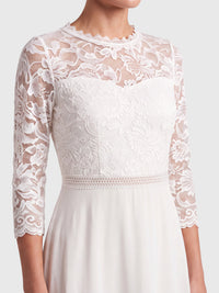 Abendkleid aus Spitze und Chiffon | cream