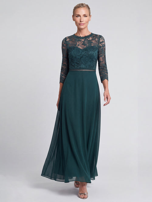 Abendkleid aus Spitze und Chiffon | emerald image 1