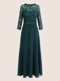 Abendkleid aus Spitze und Chiffon | emerald