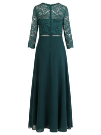 Abendkleid aus Spitze und Chiffon | emerald
