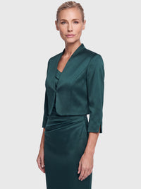 Kleiner Bolero aus elastischer Satinqualität | emerald