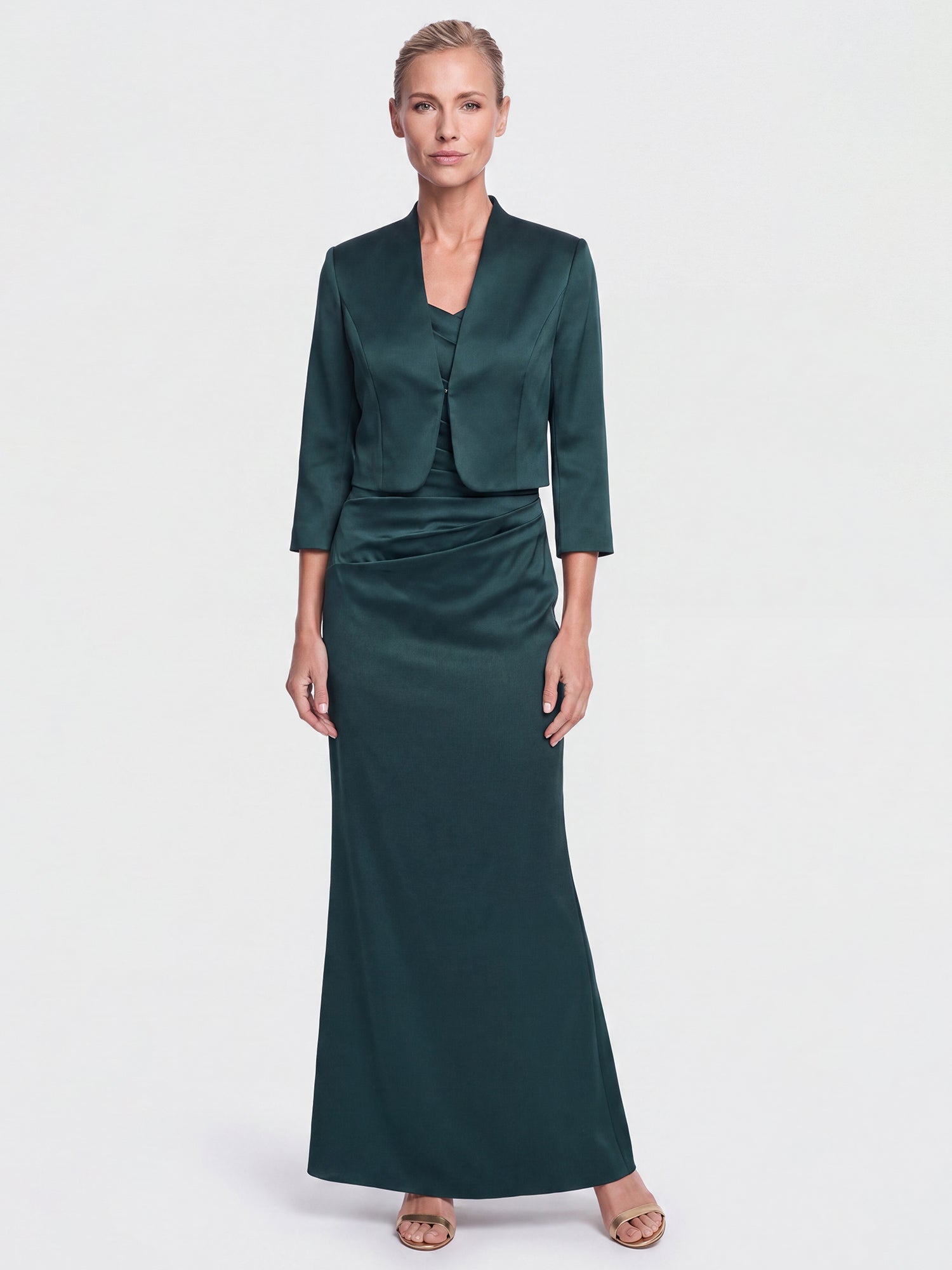 Kleiner Bolero aus elastischer Satinqualität | emerald