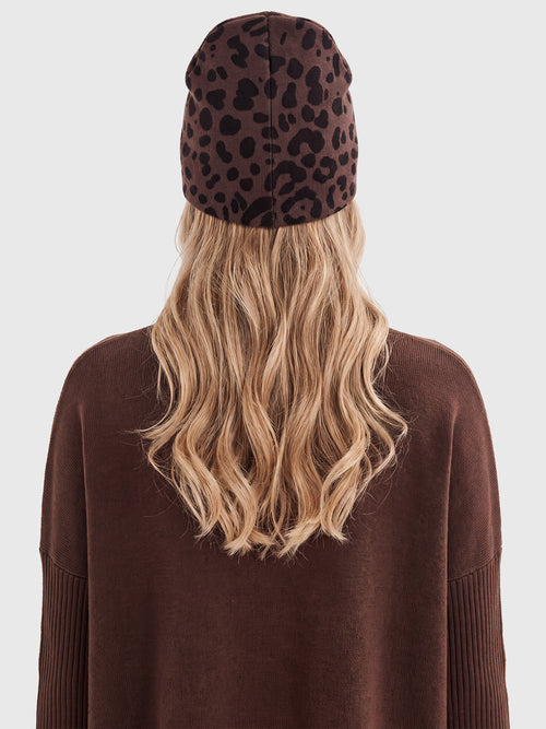 Strickmütze aus Merinowolle | braun-schwarz image 1