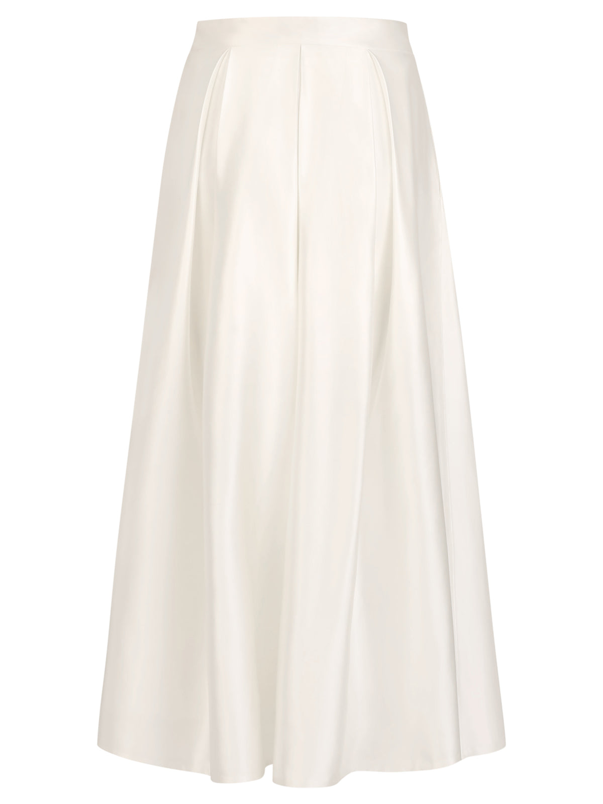 Weitschwingender Rock aus mattschimmerndem Satin | creme