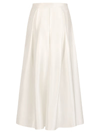 Weitschwingender Rock aus mattschimmerndem Satin | creme