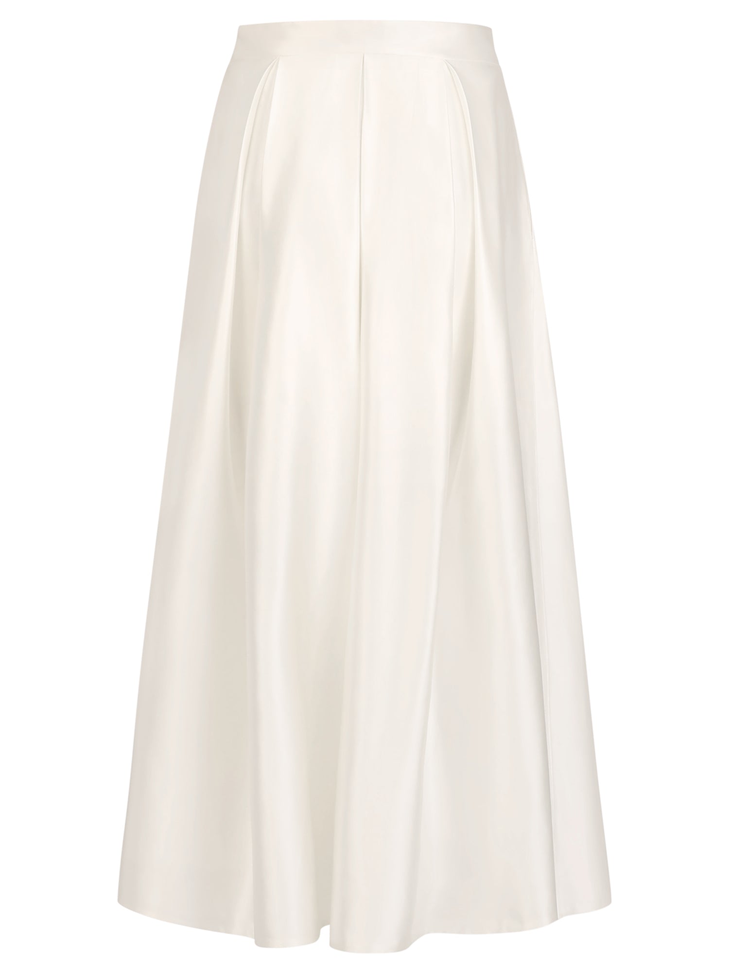 Weitschwingender Rock aus mattschimmerndem Satin | creme