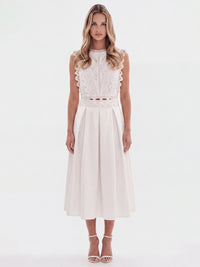Weitschwingender Rock aus mattschimmerndem Satin | creme