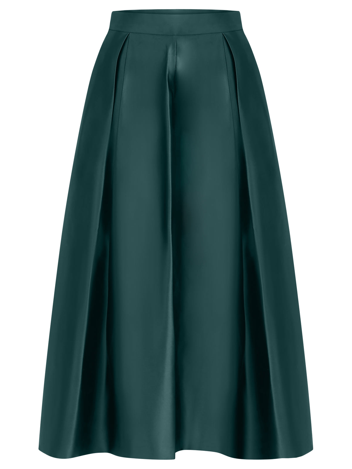Weitschwingender Rock aus mattschimmerndem Satin | emerald